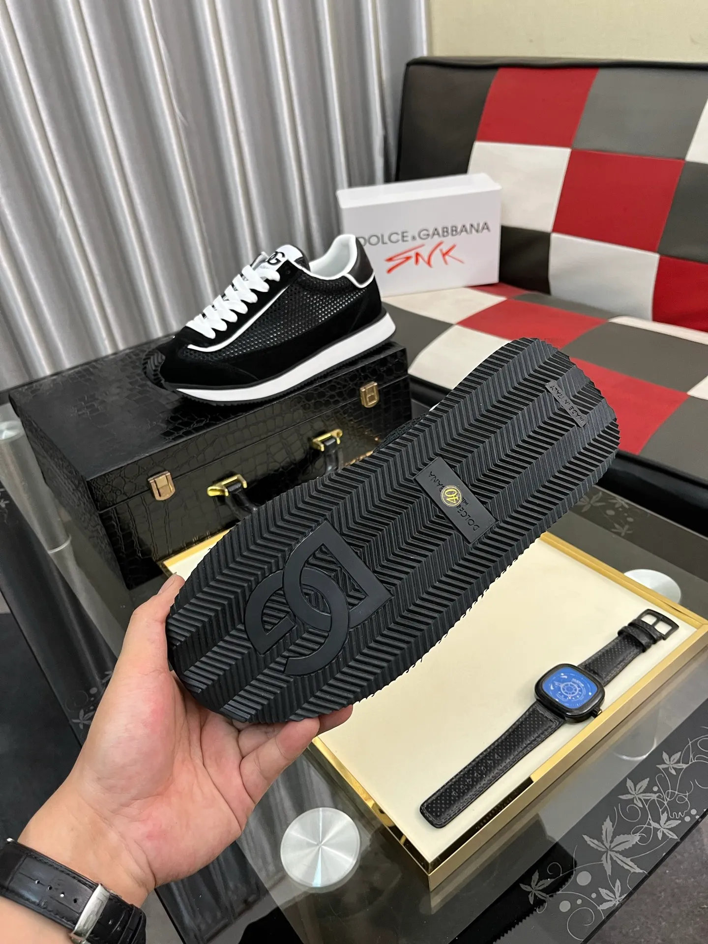 Men's Men's Shoes💰458⌚️⌚️••Dolce&Gabbana••DG✔️High-end men's sports and casual shoes. Original goods from top counters. Original imported cowhide, multi-material splicing design ➕Imported cowhide lining, cowhide feet ➕Original TPR elastic outsole. Size: 36-46